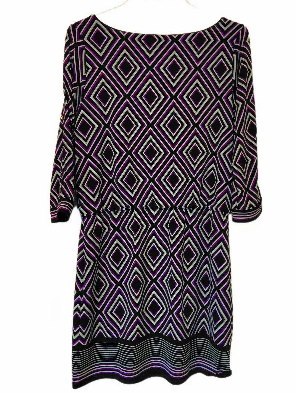 Size M Geometric Dress With Mosaic Boarder Blousy Top Drop Waist EUC WHBM